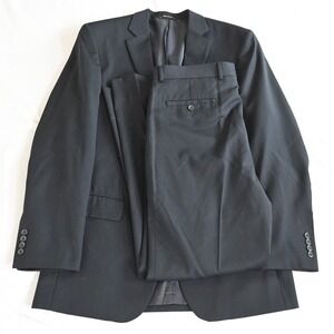 Pronto Uomo 42L 36x34 Navy Blue Stripe 100%‎ Wool Mens Jacket Pants Suit